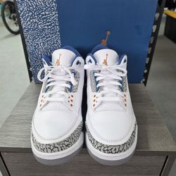 Nike Air Jordan 3 Retro Washington Wizards Size 11 White Blue Copper 