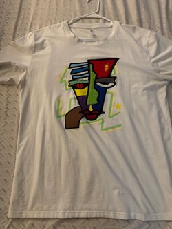 Nike White Graphic T-Shirt XXL Abstract Face