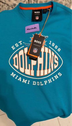 RARE HUGO BOSS Boss X MIAMI DOLPHINS RARE Cotton-blend Sweatshirt SIZE SMALL BRAND NEW W/ TAGS $178 BOSS