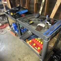 Heavy-Duty Shop Carts (1 Metal, 1 Plastic)