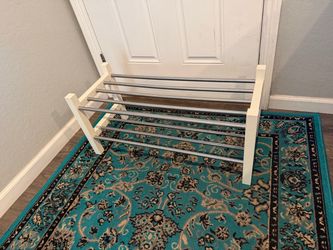 White Shoe Rack with Metal Bars