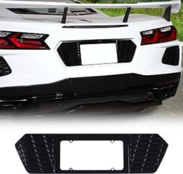 Rear License Frame Compatible with Chevrolet Corvette C8 2020-2026, Aluminum License Plate Frame Grill Vent Insert, License Plate Trim Base Accessorie