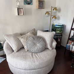 Swivel Cuddler Chair Soft Beige