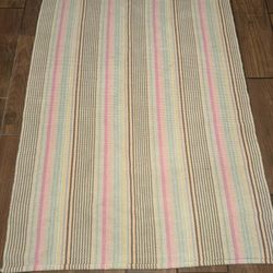 Dash & Albert Ana Ticking DA2030 Aqua Machine Washable Polyester Rug