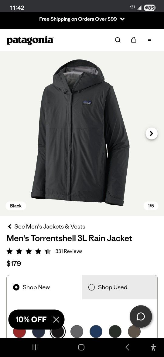 New Men's Patagonia Rain Jacket.