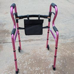 Brand New Adjustable Bright Pink Walker with Bag