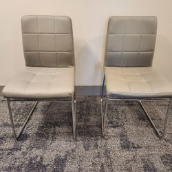 Gray Faux Leather Dining Chairs (2)