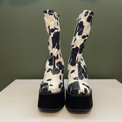 koi footwear cow print heels, size 6 womens
