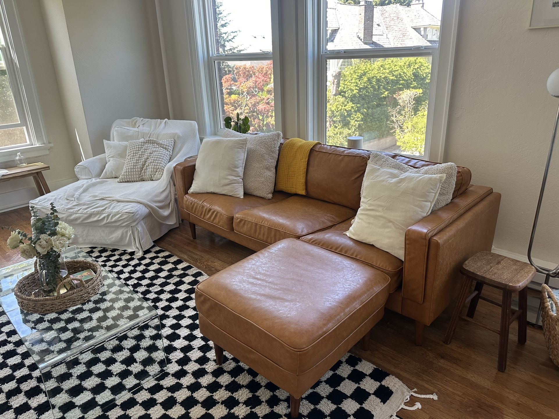 Vegan Leather Sofa And Ottoman