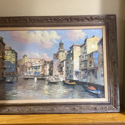 Hand Painting Picture Of Venice, 42” Long And 32 “ Tall