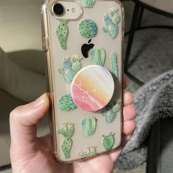 Cactus iPhone 8 With Desert Sunrise Popsocket