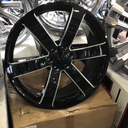 22x9. GLOSS BLACK MILLED 6x139.  CHEVY 