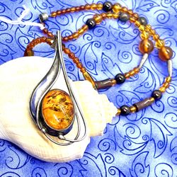 Silver Amber Necklace