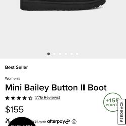 Mini Bailey Button Size 6 Black Uggs 