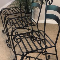 Set Of Three Iron Bar Stools