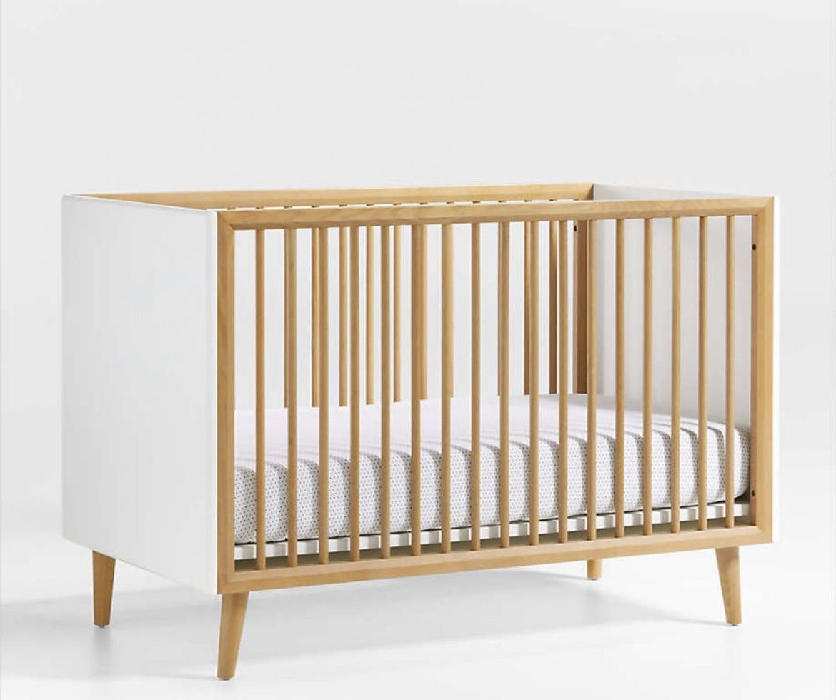 Crate & Barrel Mid Century Modern Spindle Wood Crib