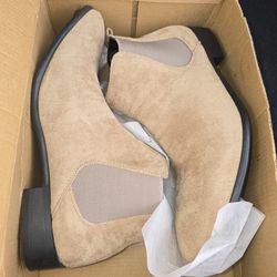beige suede Chelsea boots size 10