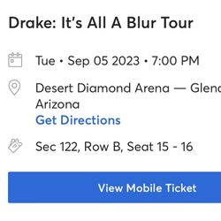 Drake- 2 tickets  2nd Row!!!!!! 