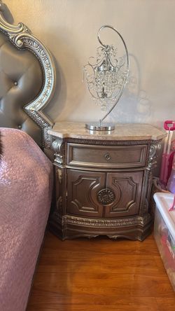 Grey and marble nightstand set