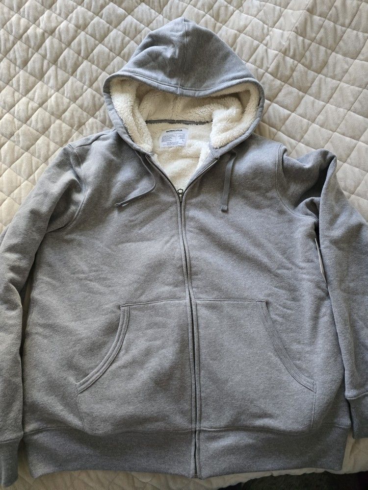 Men's Sherpa Lined Hoodie Size L NEW