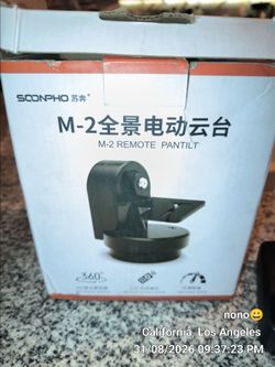 Title: SOONPHO M-2 motorized pan-tilt mount with remote control, like new, $25.

Description: SOONPHO M-2 m