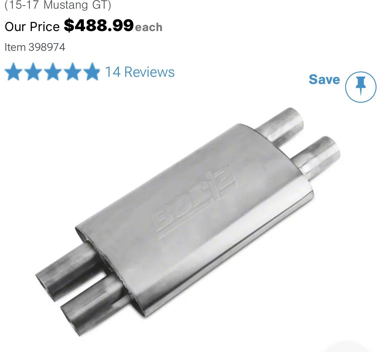 15-17 Resonator For Mustang GT, and Other Models