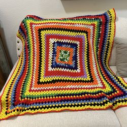 Handmade Colorful Crochet Trow 44”x45”