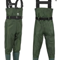 TIDEWE Bootfoot Chest Wader, 2-Ply Nylon/PVC
Waterproof Fishing Hunting Waders with Boot Hanger for
Men Women Green Brown
Size 4/5
