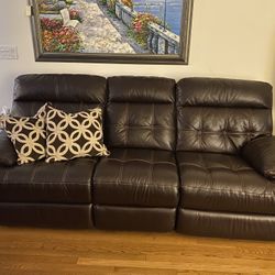 Leather Sofa & Chair Electric Recliners 2 Piece Set