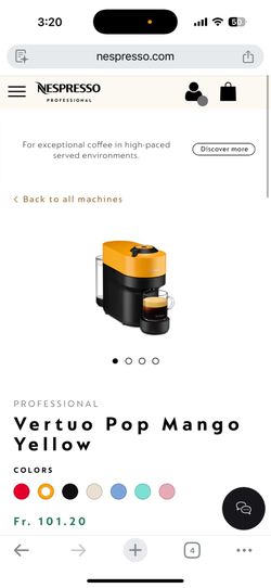 Nespresso Vertuo Pop+ Mango Yellow Coffee & Espresso Machine – Open Box
