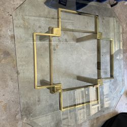BRASS GLASS COFFEE TABLE 4x4’ 