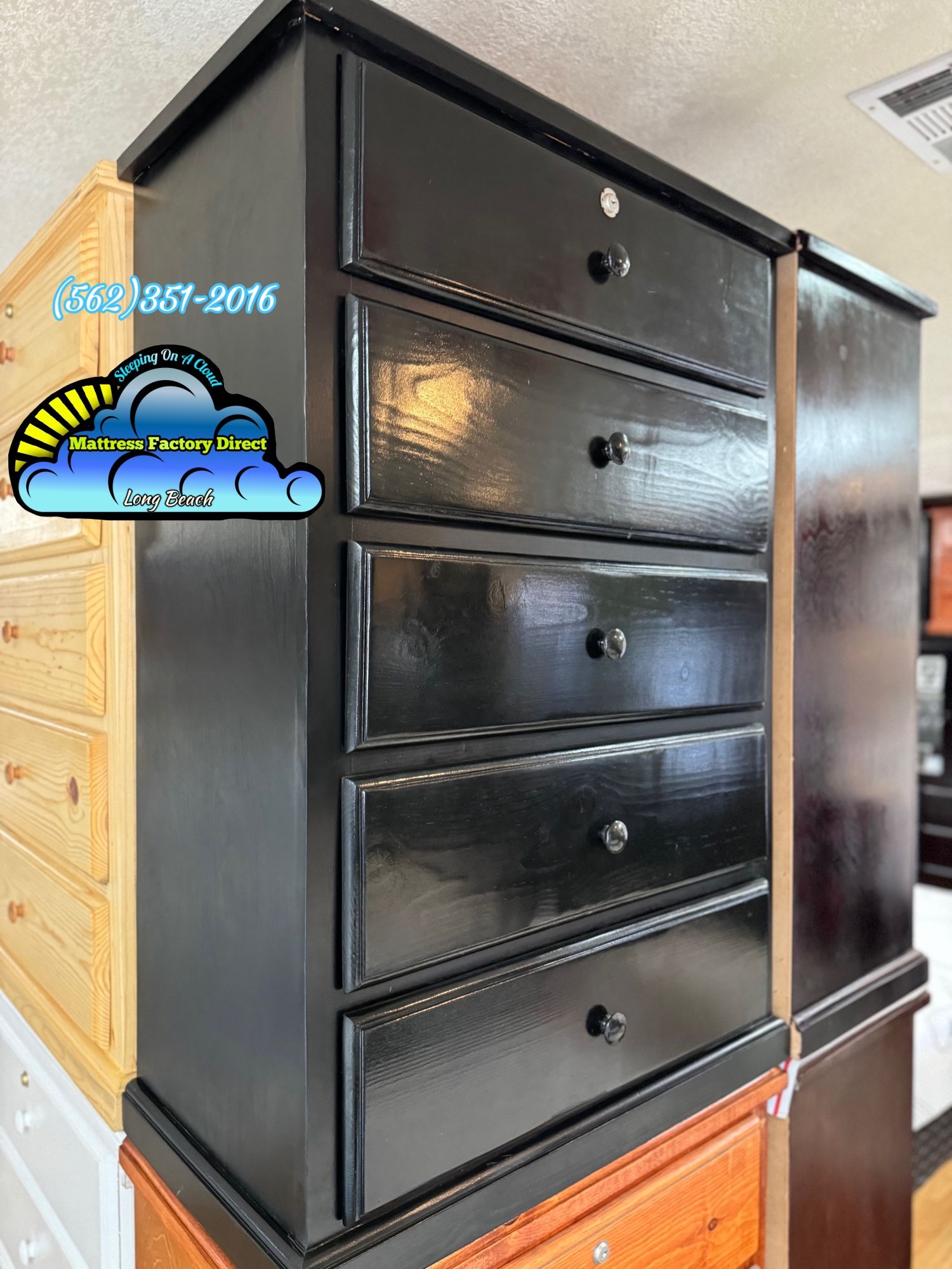 Black Dresser With Lock Cajonera Comoda Nueva