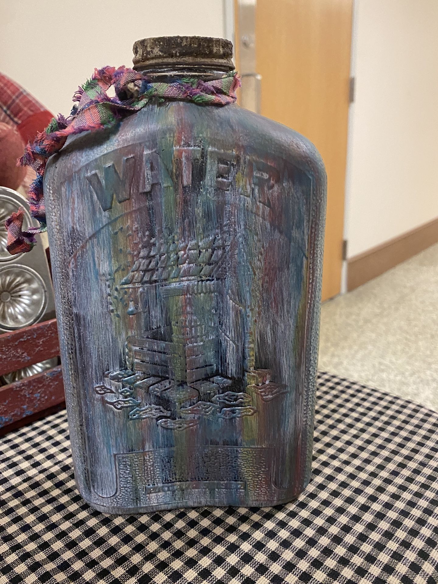 Antique Painted Water Bottle