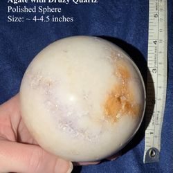 Agate Sphere With Amethyst Druzy Large