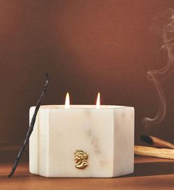 Apothecary 18 Woody Sandalwood Vanilla White Marble Candle Hexagon by Anthropologie