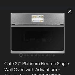 NIB Cafe Advantuim 120 Platinum Glass 27" Wall Oven 