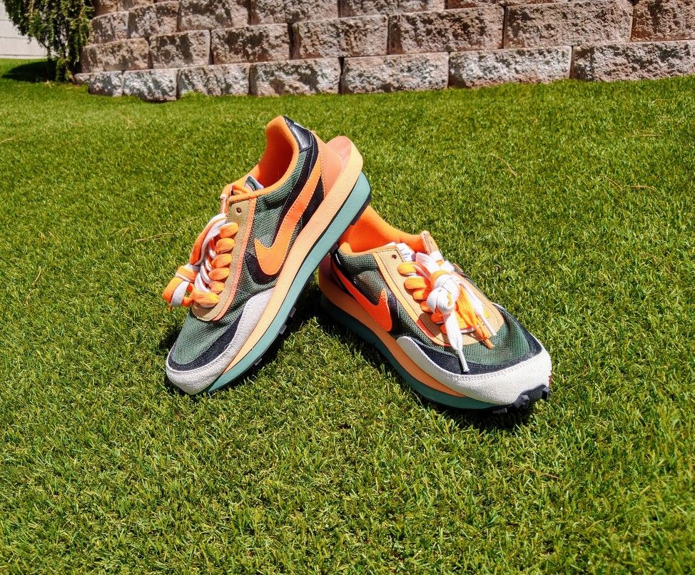 Nike LD Waffle sacai Green Gusto Shark Teeth Custom Sz8.5 Shoes