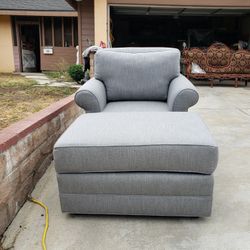 CHAIR AND OTTOMAN REUPHOLSTERED 
