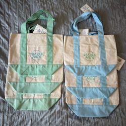 trader joe's mini tote bags (blue and green)