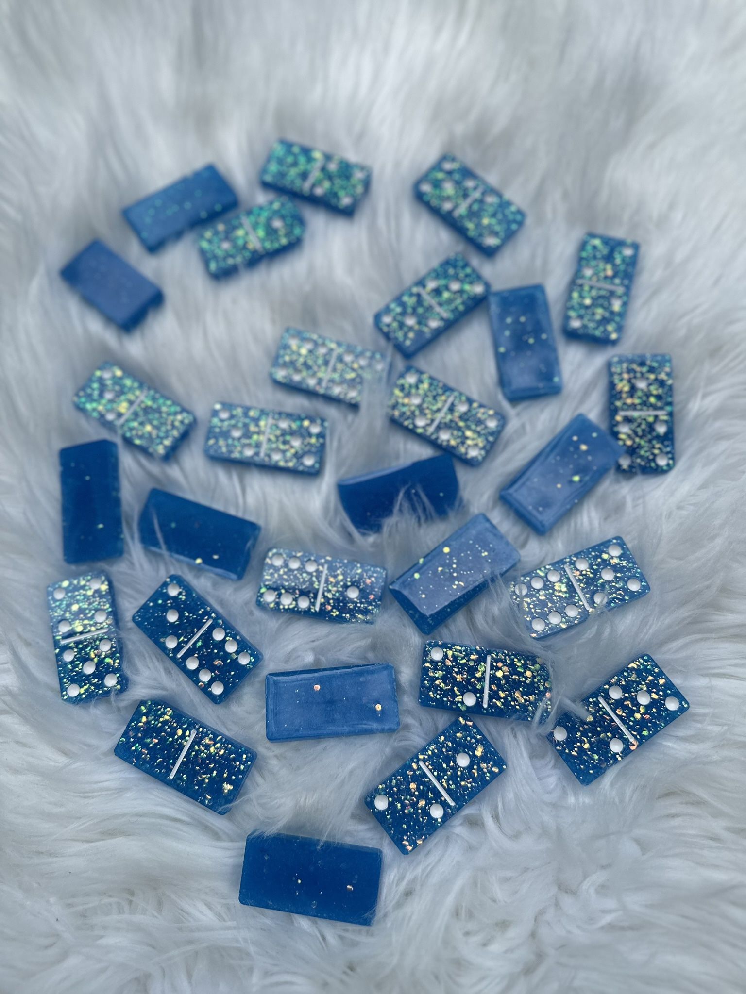 Blue Glitter Dominos Set
