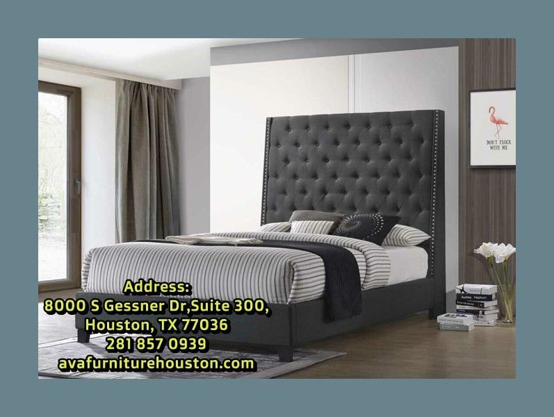 charcoal gray material linen Queen or King box spring required