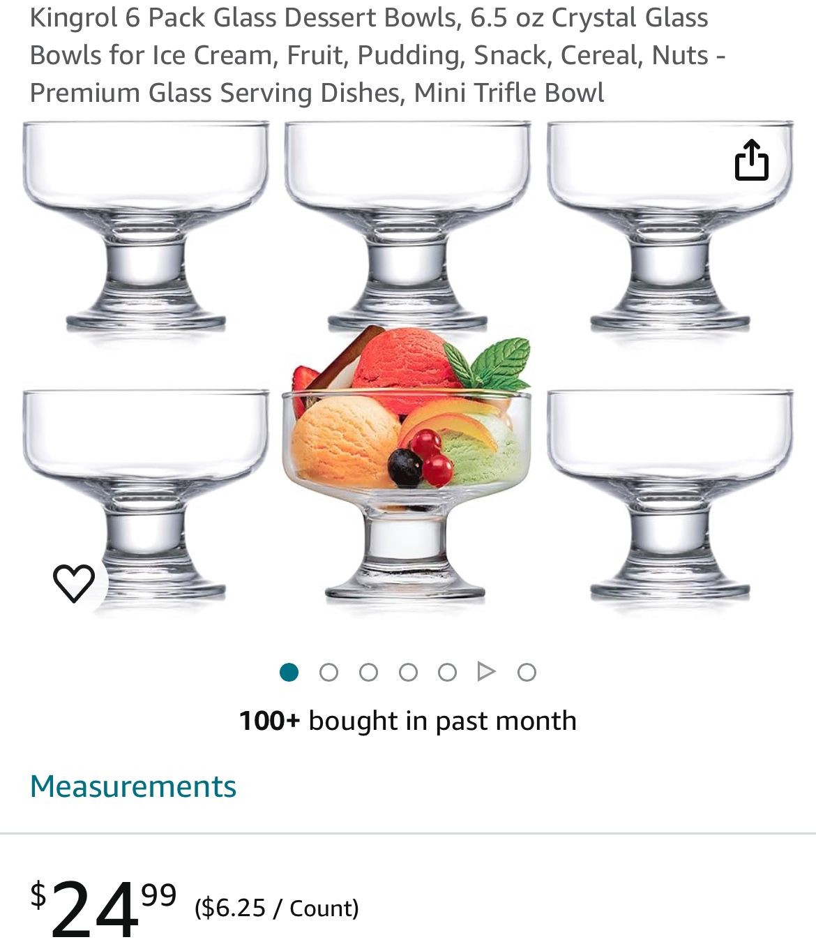 12 Glass Dessert Bowls,New