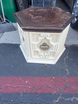 Hexagonal Side Table with Cabinet Storage