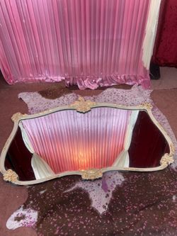 Huge Cream  And Gold Leaf Victorian Mirror 