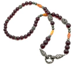 Sterling Marcasite Bakelite Necklace 