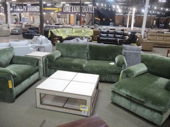 Posh Green Chenille Oversized Chaise Lounge Chair