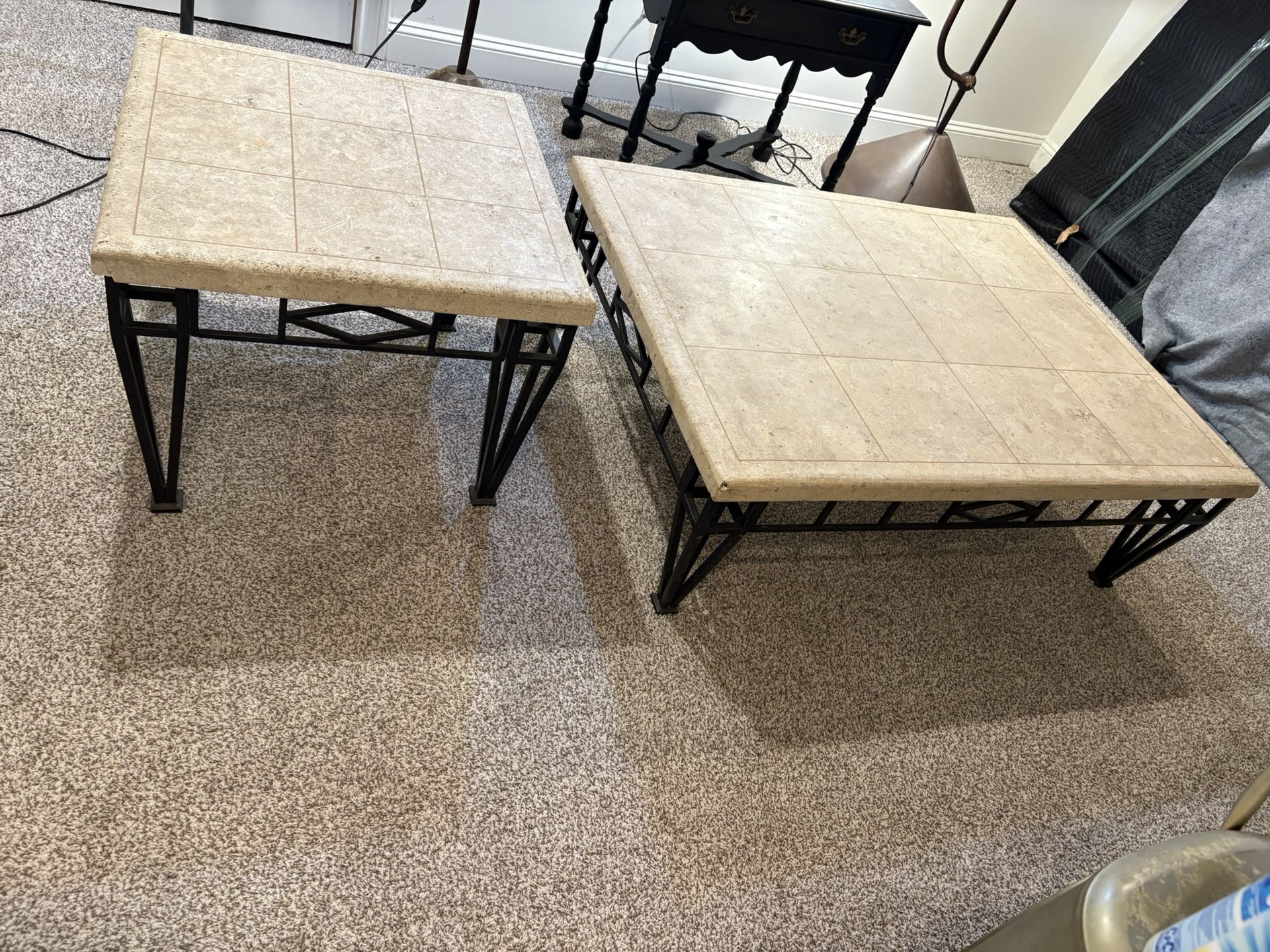 Set of 2 Stone-Top Coffee Tables - Must Sell Fast! (2 for $100)