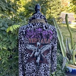 Women's Leopard Nirvana Zip Up Knit Velour Jacket-XL Jones New York Sport -Scarf Included
