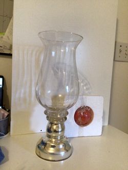 The item shown is an International Silver Company Glass Hurricane Candle Holder
