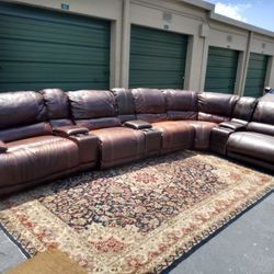Leather L BROWN Couch